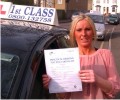 Lianne with Driving test pass certificate