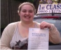 Vicky with Driving test pass certificate